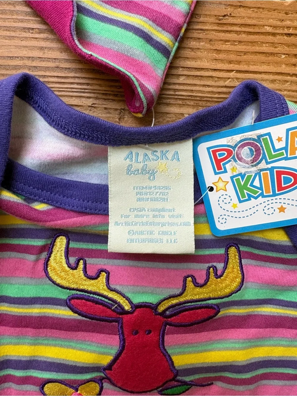 Y2K Polar Kids Alaska Striped Baby Onesie & Hat - Pink, Green, Yellow